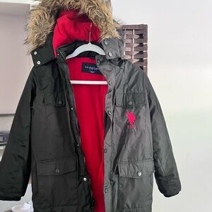 U.S. Polo Assn. Black Parka with Red Interior